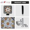 Allextreme EXMV4L04 9 LED Square Fog Light 4 Inch Waterproof Flood Spot Combo Beam Driving Lamp for Car, Bike and Motorcycles (27W, White and Yellow) (Pack of 2, Square)