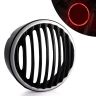 AllExtreme EXHLG1R 7 Inch PVC Headlight Grill Cover Bike with DRL LED Light for Motorcycle (Red)