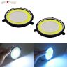 AllExtreme EXNTI2P Round COB LED Switchback DRL Light 2.83" Diameter Side Turn Signal Super Bright Fog Lamp with Indicator for All Cars (20W, White & Blue, 2 PCS)