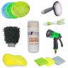 Allextreme EXFDD10 Car Cleaning Kit Wash Set with Microfibre Cloth, Polishing Pads, Wash Glove, Synthetic Chamois, Water Nozzle, Window Brush, T-Type Tire Brush (12 Pcs)