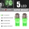Allextreme T10 Light Bulb 194 LED Wedge 5 SMD for Car Interior Exterior Courtesy Licence Plate Dome Map Door Dashboard Side Marker (Green, Pack of 2)
