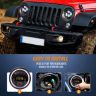 Allextreme EX-0B7 7-Inch Round LED Headlight with Hi/Low Beam and Angel Eye Lamp Compatible for Royal Enfield Bullet Harley Davidson Jeep Wrangler (1 PC)