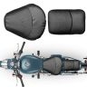 Allextreme PU Leather Bike Seat Cover with Cushioning Anti-Slip Water-Resistant Shock Absorbent & Brand Name Design for Royal Enfield Classic 350cc