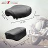 Allextreme PU Leather Bike Seat Cover with Cushioning Anti-Slip Water-Resistant Shock Absorbent & Brand Name Design for Royal Enfield Classic 350cc