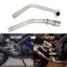 AllExtreme EXMER15 Motorcycle Silencer Bend Pipe Compatible for Yamaha R15 V3 Stainless Steel Exhaust Muffler (Silver)