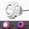 Allextreme 10W High Intensity Led Projector Lamp Stylish Dual Ring COB LED Headlight with Hi/Low Beam and Flasher Function for All Bikes (Red & Blue, 2 Pcs)