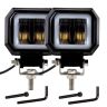 Allextreme EXHM2B 2.5 Inch Square White Fog Light with Halo Angel Eye Ring for Bike Motorcycle Car and Off Road SUV (20W, Blue, Pack of 2)