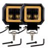 Allextreme EXHM2Y 2.5 Inch Square White Fog Light with Halo Angel Eye Ring for Bike Motorcycle Car and Off Road SUV (20W, Yellow, Pack of 2)