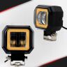 Allextreme EXHM2Y 2.5 Inch Square White Fog Light with Halo Angel Eye Ring for Bike Motorcycle Car and Off Road SUV (20W, Yellow, Pack of 2)