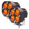 Allextreme EX40YF2 4 LED Fog Light Super Bright Spot Flood Beam Driving Lamp for Motorcycle Cars Bikes & SUV (40W, Amber Light, 2 Pcs)