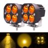 Allextreme EX40YF2 4 LED Fog Light Super Bright Spot Flood Beam Driving Lamp for Motorcycle Cars Bikes & SUV (40W, Amber Light, 2 Pcs)