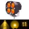 Allextreme EX40LY1 4 LED Fog Light Super Bright Spot Flood Beam Driving Lamp for Motorcycle Cars Bikes & SUV (40W, Amber Light, 1 Pc)