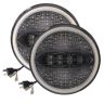 Allextreme EX7IYP2 7 Inch Round LED Headlight with Ring Hi/Low Beam & Yellow-white Angel Eye Lamp for Bullet, Harley Davidson Jeep Wrangler (75W, Pack of 2)