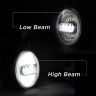 Allextreme EX7IYP2 7 Inch Round LED Headlight with Ring Hi/Low Beam & Yellow-white Angel Eye Lamp for Bullet, Harley Davidson Jeep Wrangler (75W, Pack of 2)