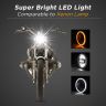 Allextreme EX7IYP2 7 Inch Round LED Headlight with Ring Hi/Low Beam & Yellow-white Angel Eye Lamp for Bullet, Harley Davidson Jeep Wrangler (75W, Pack of 2)