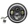 Allextreme EX7ITC1 7 Inch Full Ring Round White LED Headlight with Hi/Low Beam Tricolour Angel Eye Lamp Compatible with Bullet, Harley Davidson Jeep Wrangler (75W, Pack of 1)
