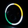 Allextreme EX7ITC1 7 Inch Full Ring Round White LED Headlight with Hi/Low Beam Tricolour Angel Eye Lamp Compatible with Bullet, Harley Davidson Jeep Wrangler (75W, Pack of 1)