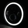 Allextreme EX7ITC1 7 Inch Full Ring Round White LED Headlight with Hi/Low Beam Tricolour Angel Eye Lamp Compatible with Bullet, Harley Davidson Jeep Wrangler (75W, Pack of 1)