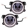 Allextreme EXI4LF2 4 Inch Full Ring Round White LED Fog Light Bumper with Hi/Low Beam Angel Eye Lamp Compatible with Jeep, Wrangler (40W, 2 Pcs)
