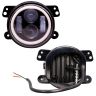 Allextreme EXI4LF2 4 Inch Full Ring Round White LED Fog Light Bumper with Hi/Low Beam Angel Eye Lamp Compatible with Jeep, Wrangler (40W, 2 Pcs)