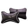 AllExtreme EXHRBL2 PU Leather Car Headrest Neck Head Pillow Cushions with Adjustable Straps for SUV Travel Seat (Black, 2 Pcs)