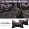AllExtreme EXHRBL2 PU Leather Car Headrest Neck Head Pillow Cushions with Adjustable Straps for SUV Travel Seat (Black, 2 Pcs)