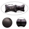 AllExtreme EXHRBL2 PU Leather Car Headrest Neck Head Pillow Cushions with Adjustable Straps for SUV Travel Seat (Black, 2 Pcs)
