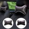 AllExtreme EXHRBL2 PU Leather Car Headrest Neck Head Pillow Cushions with Adjustable Straps for SUV Travel Seat (Black, 2 Pcs)