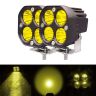 Allextreme EX40YL2 4 LED Fog Light Super Bright Spot Flood Beam Driving Lamp for Motorcycle Cars Bikes & SUV (40W, Yellow Light, 2 Pcs)