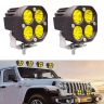 Allextreme EX40YL2 4 LED Fog Light Super Bright Spot Flood Beam Driving Lamp for Motorcycle Cars Bikes & SUV (40W, Yellow Light, 2 Pcs)