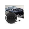 Allextreme EX12AW1 7 Inch Full Ring Round White LED Headlight with Hi/Low Beam Amber & White Angel Eye Lamp Compatible with Bullet, Harley Davidson Jeep Wrangler (75W, 1 Pc)