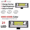 Allextreme EX21B2P 21 LED Fog Light Bar Flood LED Work Light Single Row Waterproof Driving Lamp Universal for Car Motorcycle Bike (45W, Blue & White, 2Pcs)
