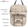Allextreme EXFTCOA2 Universal PU Leather Auto Car Seat Back Organizer with Foldable Dining Table Tray, Multipocket Storage Tablet, Bottle and Tissue Paper Holder (Beige, 2Pcs)