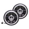 Allextreme EX7WH04 75W Round White LED Headlight with Hi/Low Beam White & Yellow Angel Eye Lamp 7-Inch Full Ring Light Compatible with Bullet Harley Davidson Jeep Wrangler- (Pack of 2)