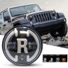 Allextreme EX7WH08 7 Inch Full Ring Round LED Headlight with Hi/Low Beam White & Yellow Angel Eye Lamp Compatible with Bullet, Harley Davidson Jeep Wrangler (75W, Pack of 2)