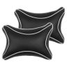 Allextreme EXNP008 PU Leather Car Neck Rest Pillows Headrest Cushions Set for all Cars Travel Seat (2 PCS) (Model 6, Black & White)