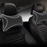 Allextreme EXNP008 PU Leather Car Neck Rest Pillows Headrest Cushions Set for all Cars Travel Seat (2 PCS) (Model 6, Black & White)