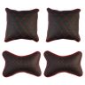 AllExtreme EXNP009 PU Leather Car Neck Rest Pillows Headrest Cushions Set for all Cars Travel Seat (4 PCS)