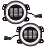 Allextreme EXT4LF2 4 Inch Full Ring Round White LED Fog Light Bumper with Hi/Low Beam Angel Eye Lamp Compatible with Wrangler (30W, 2 Pcs)