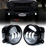 Allextreme EXT4LF2 4 Inch Full Ring Round White LED Fog Light Bumper with Hi/Low Beam Angel Eye Lamp Compatible with Wrangler (30W, 2 Pcs)