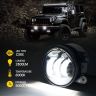 Allextreme EXT4LF2 4 Inch Full Ring Round White LED Fog Light Bumper with Hi/Low Beam Angel Eye Lamp Compatible with Wrangler (30W, 2 Pcs)