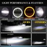 Allextreme EXHN7L2 7 Inch Round White LED Headlight with Hi/Low Beam Amber & White Angel Eye Lamp Compatible with Bullet, Harley Davidson Jeep Wrangler (75W, 2 Pcs)