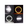 Allextreme EXHN7L1 7 Inch Round White LED Headlight with Hi/Low Beam Amber & White Angel Eye Lamp Compatible with Bullet, Harley Davidson Jeep Wrangler (75W, 1 Pc)
