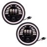 Allextreme EX7HNL2 7 Inch Round White LED Headlight with Hi/Low Beam Amber & White Angel Eye Lamp Compatible with Bullet, Harley Davidson Jeep Wrangler (75W, 2 Pcs)