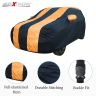 Allextreme HV7011 Car Body Cover Compatible with Hyundai Venue Custom Fit Dustproof UV Heat Resistant Indoor Outdoor Body Protection (Navy Blue & Orange)