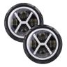 Allextreme EX7I4L2 7 Inch Led Round Headlight with Full Ring Tricolor DRL Angel Eyes & Hi/Low Beam Compatible with, Jeep & Harley Davidson (75W, 2 Pcs)