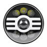 Allextreme EX07HL1 7 Inch Round White LED Headlight with Hi/Low Beam Amber & White Angel Eye Lamp Compatible with Bullet, Harley Davidson Jeep Wrangler (75W, 1 Pc)