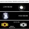 Allextreme EX07HL1 7 Inch Round White LED Headlight with Hi/Low Beam Amber & White Angel Eye Lamp Compatible with Bullet, Harley Davidson Jeep Wrangler (75W, 1 Pc)