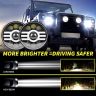 Allextreme EX07HL1 7 Inch Round White LED Headlight with Hi/Low Beam Amber & White Angel Eye Lamp Compatible with Bullet, Harley Davidson Jeep Wrangler (75W, 1 Pc)