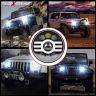 Allextreme EX07HL1 7 Inch Round White LED Headlight with Hi/Low Beam Amber & White Angel Eye Lamp Compatible with Bullet, Harley Davidson Jeep Wrangler (75W, 1 Pc)